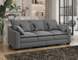 English Elm 2 Pieces Sofa Couch 3-Seater and Loveseat With Pillows Polyester Upholstered Duck Down Filled Cushion Sofa Set For Living Room Apartment,Grey