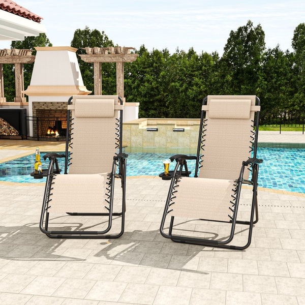 English Elm Zero Gravity Reclining Lounge Chair Breathable Mesh Portable Folding Patio Beach Seat Khaki W3979P392944