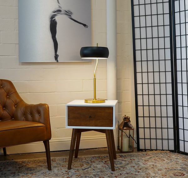 English Elm Ashcroft Furniture - Small Minimalist Wooden Table Lamp - Dimmable, Compact Design For Bedside & Office, Fast Shipping! B183P315109