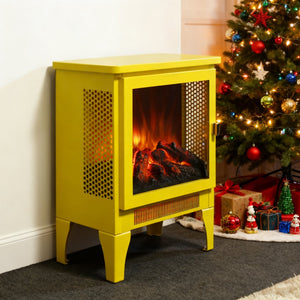 English Elm 18 Inch Electric Stove Heater Cast Iron Style 3d Led Flame Panoramic Mesh View W1769P394301