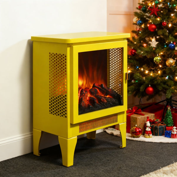 English Elm 18 Inch Electric Stove Heater Cast Iron Style 3d Led Flame Panoramic Mesh View W1769P394301