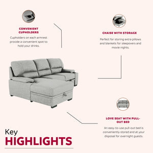 English Elm Luxurious Sectional Sleeper Sofa with Storage, Cupholders & Pocket Coil Comfort for Entertaining 93"L B2741S00008