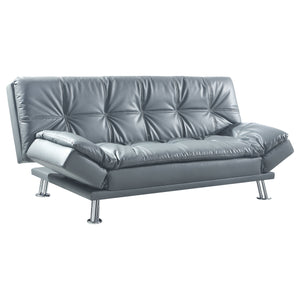English Elm Larkin Grey Leatherette Sofa Bed with Chrome Legs, Geometric Stitching, Modern Compact Style B062P357808