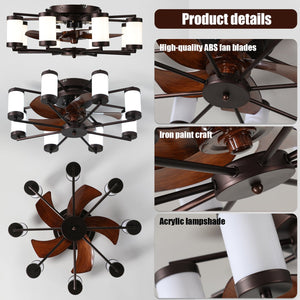 English Elm 22-inch Modern Ceiling Fan with LED Light, 5-Blade Brown Iron Design, Remote, 3-Color Dimmable LEDs W2312P374767