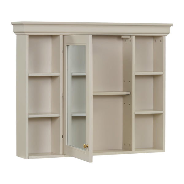 English Elm 35'' Blue Wall Mounted Medicine Cabinet with Mirror Door, MDF Storage, Adjustable Shelves & Towel Rod WF323692AAY