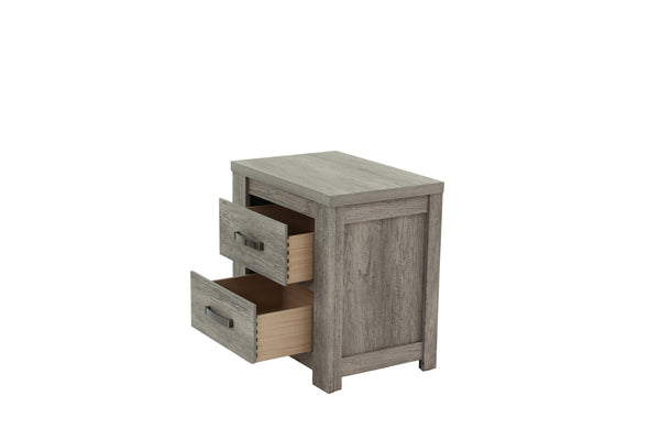 English Elm Bedroom Rustic Light Grey Nightstand 1pc – Simple 2-Drawer Pine Bedside Table, 24"x17"x25" Stylish Storage B011P236769