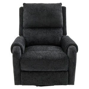 English Elm Manual Recliner Swivel Rocker Massage Chair Chenille Nursery and Living Room Seat Black N763P347287B