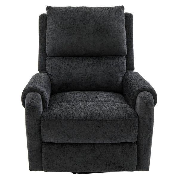 English Elm Manual Recliner Swivel Rocker Massage Chair Chenille Nursery and Living Room Seat Black N763P347287B