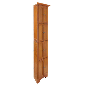 English Elm 4-Tier Corner 8-Door Cabinet with 4 Shelves — Space-Saving Farmhouse Storage for Kitchen Living Room Office Oak W2275P269083