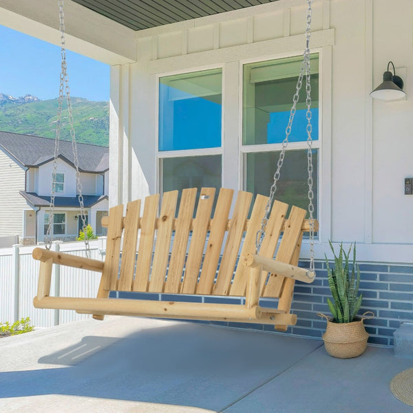 English Elm Outsunny 2-Seater Porch Swing - Durable Hanging Bench With Adjustable Chains For Decks & Patios W2225P217701-GIGA