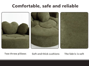 English Elm Round Cloud Sofa Bed Waffle Fabric Memory Foam Convertible Couch for Small Space Living Green W3224P492032