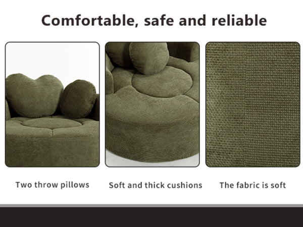 English Elm Round Cloud Sofa Bed Waffle Fabric Memory Foam Convertible Couch for Small Space Living Green W3224P492032