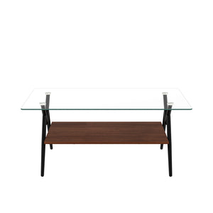 English Elm Coffee Table And End Tables Set Of 3 – Modern Glass & Mdf Design With Storage For Living Spaces W241S00054