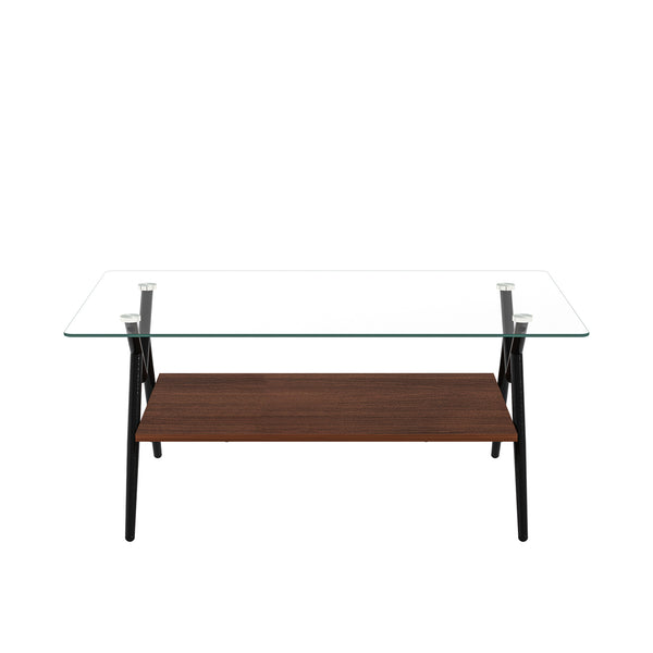 English Elm Coffee Table And End Tables Set Of 3 – Modern Glass & Mdf Design With Storage For Living Spaces W241S00054