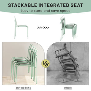 English Elm Summer Outdoor Dining Set Stackable Pp Chairs Round Table Uv Resistant Patio Cream White,Haze Green,White W3450S00115