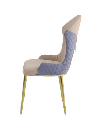 English Elm Caolan Lavender Tan & Gold Fabric Side Chairs Set of 2 — Padded Wingback Seats, Spindle Legs B2726P243296