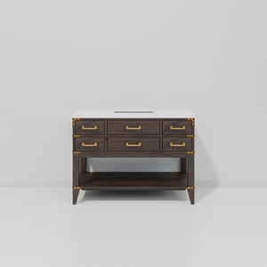 English Elm Brown Oak Single Bath Vanity 48" W X 22" D With White Quartz Top – Stylish Storage & Easy Install! B2731P260214