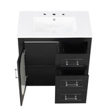 English Elm 30" Bathroom Vanity With Sink, Bathroom Vanity Cabinet With Two Drawers and Door, Adjustable Shelf, Solid Wood and Mdf, Black