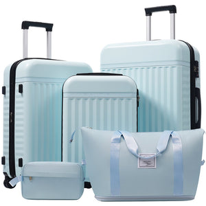 English Elm Luggage Set 5 Piece Abs Hardside Expandable Spinner Wheels Tsa Lock Travel Bags Light Blue N732P326115N