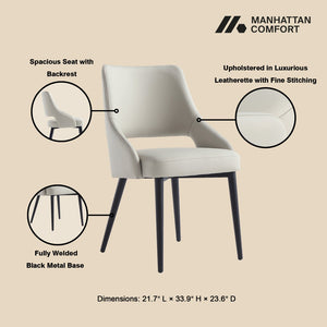 English Elm Tremont Metal Vegan Leather Dining Chair - Modern Stone Gray Comfort For Stylish Spaces & Easy Care B365P397720-GIGA