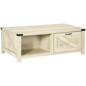 English Elm HOMCOM Farmhouse Coffee Table with Flip Lift Top and Hidden Storage, Square Center Table, Rustic Charm Natural W2225P217452