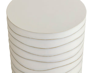 Sunpan Corey End Table - Handcrafted Concrete Design with Brass Accents for Stylish Indoor and Outdoor Spaces Summer Sand