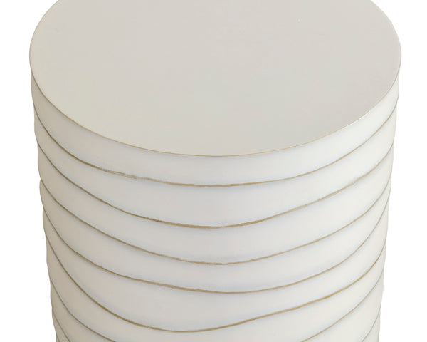 Sunpan Corey End Table - Handcrafted Concrete Design with Brass Accents for Stylish Indoor and Outdoor Spaces Summer Sand