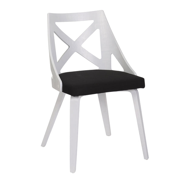 English Elm Dakota-Charlotte Contemporary 5-Piece Dining Set - Chic White Metal & Bamboo Table With Charcoal Seats B202S01489