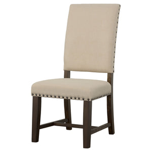 English Elm 2pc Parsons Dining Chairs Set Upholstered Armless Side Chairs with Nailhead Trim and Smoke Legs Beige 44.1 L x 20.48 W x 18.71 H B011P311402