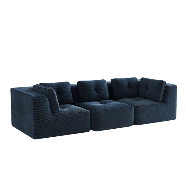 English Elm Modern Corduroy Sectional Sofa Tufted Modular Deep Seat Living Room Couch Blue W714S01801