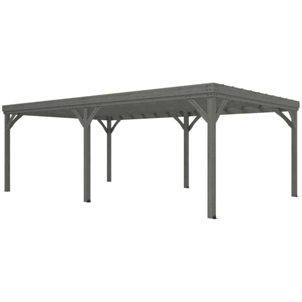 English Elm Garden Fir Wood Pergola with Open Beam Roof for Climbing Vines and Outdoor Shade T3971S00188