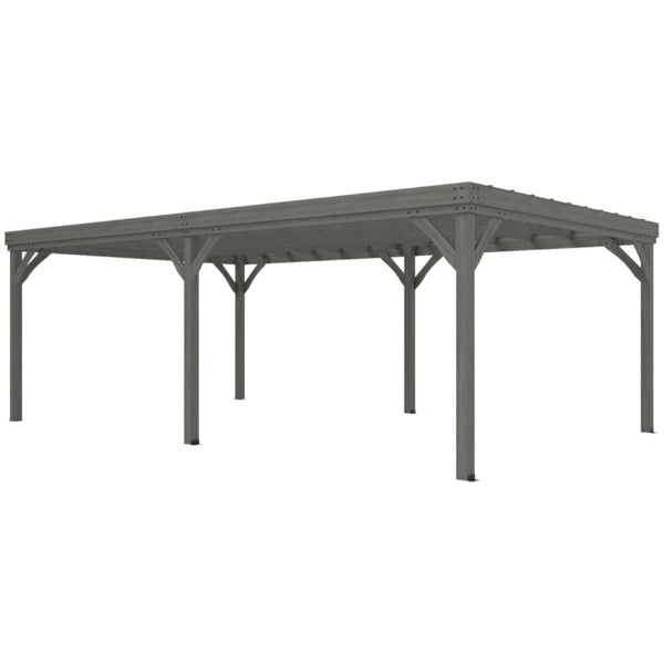English Elm Garden Fir Wood Pergola with Open Beam Roof for Climbing Vines and Outdoor Shade T3971S00188