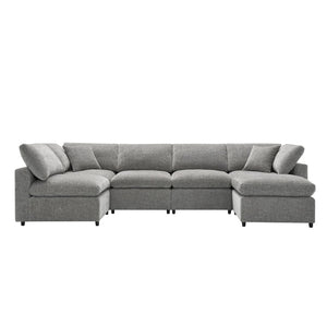 English Elm [new Sku] Chenille Modular Sectional Sleeper Sofa with Ottoman Six Seat U Shape Living Room Gray N723S8583G