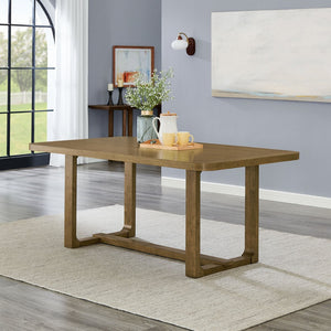 English Elm Darla Walnut Oak Rectangular Dining Table Seats Six with Sled Base for Modern Rooms B061P353760