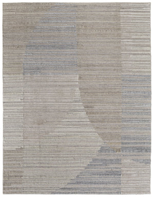 Feizy Rugs Elias Handwoven Abstract Area Rug - Modern Elegance With Gray, Blue, And Ivory For Stylish Decor Brown,Blue,Tan Viscose,Wool Els69fxfgryivyj00