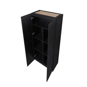 English Elm Hopkins 30" Storage Cabinet Black with 7 Shelves, Soft-Close Doors, Geometric Design, Space-Saving B365P397851