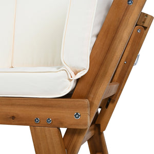 English Elm TOPMAX Outdoor Adjustable Patio Daybed Sofa with Acacia Hardwood Frame, Water-Resistant Cushions Natural+Beige SP100141AAN