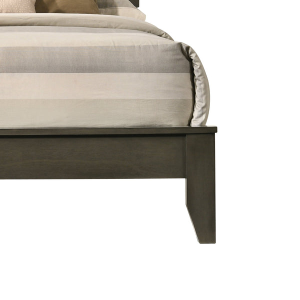 English Elm Grey Queen Sleigh Bed with Slatted Panel Headboard, Tapered Wooden Legs, Gray Finish, Durable Support B062S00450