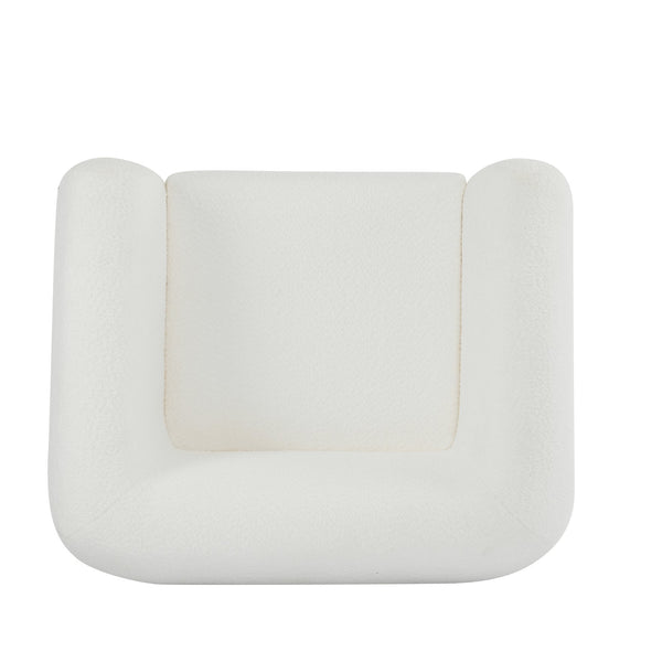 English Elm Christopher Knight Home® - Modern Upholstered Round Arm Accent Chair with Velvet Finish, Elegant Curved Back and Three Legs Design White+Walnut 39.5 L x 32.5 W x 23.25 H N776P216196W