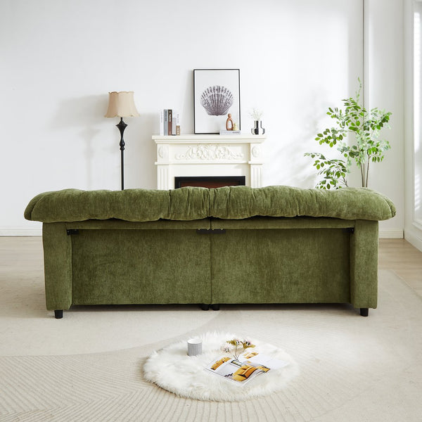 English Elm 99.2" Chenille Modern Deep Seat Sofa with Cloud-Like Cushioning, Zippered Arm Pads & Solid Wood Frame Green W1193S00149