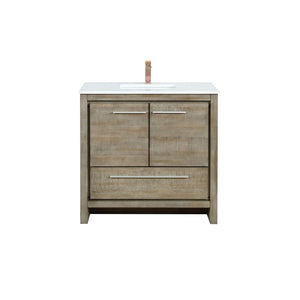 English Elm Rustic Acacia Bath Vanity With White Quartz Top & Rose Gold Faucet - Stylish Storage & Durability B2731P259194-GIGA
