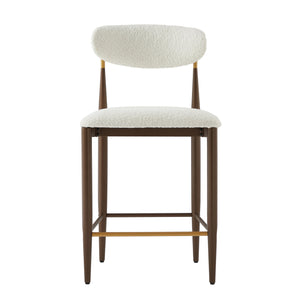 English Elm Christopher Knight Home® - ARMLESS Modern Upholstered Counter Stool Set of 2 with Iron Toothpick Frame, Gold Trim Accents Beige+Brown N771P316339J