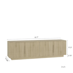 English Elm Tv Stand 68 Inch Modern Entertainment Center with Built-in 16 Color Led Ambiance Lighting W1321P352129