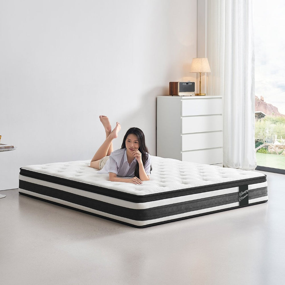 English Elm 12 Inch Full Hybrid Mattress Euro Top Pocketed Coil Memory Foam Medium Firm Support W3017P301128