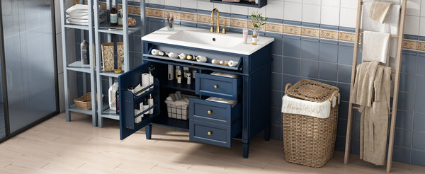 English Elm 36'' Modern Bathroom Vanity With Storage, Elegant Single Sink Design, 2 Drawers & Tip-Out Drawer N710S136004C