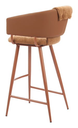 Zuo Modern Juno Barstool Set Of 2 - Modern Brown Design, Sleek Faux Leather, Ideal For Hospitality Spaces Brown 100% Polyester,Pvc,Plywood,Steel 110867-zuo-modern
