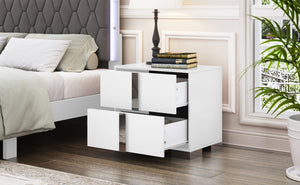 English Elm Elegant Nightstand with Metal Feet and Two Spacious Drawers for Stylish Bedroom and Living Rooms White 28.75 L x 17.75 W x 7.75 H N733P307938W