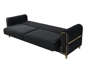 English Elm Melody Modern Velvet Upholstered 2Pc Sofa & Loveseat Set With Sleeper Functionality & Storage B009S01954