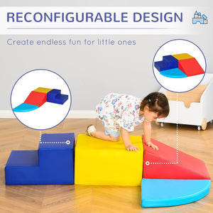 English Elm Qaba Modular Foam Climbing Set for Toddlers with Soft Pu Leather Wipe Clean Blocks W2225P200410