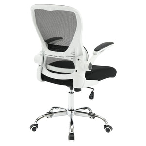 OSP Home Furnishings Mesh Back Ergonomic Office Chair with Lumbar Support Flip up Arms and Foam Seat Cushion White EMW96809C-3